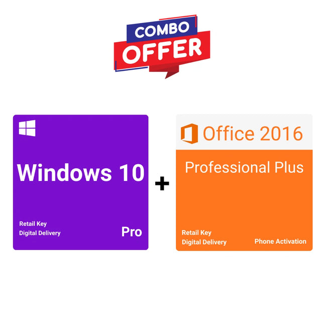 Windows 10 Pro Online Activation + Office 2016 Professional Plus Retail License Phone Activation